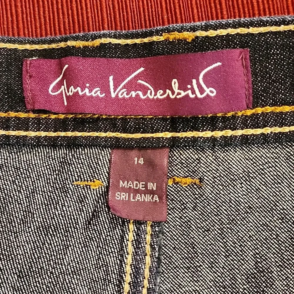 Gloria Vanderbilt Amanda Line Women's Dark Blue Denim Jeans, Size 14 Average